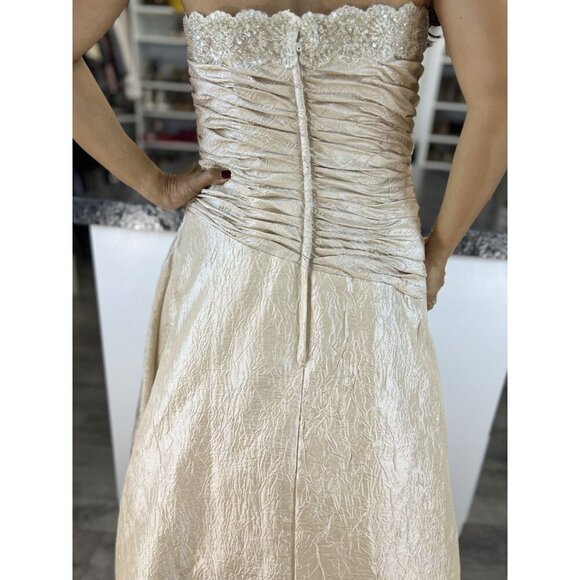 Rina di Montella Champagne Taffeta with Crop Jacket Formal Ball Gown $680 - Picture 8 of 12